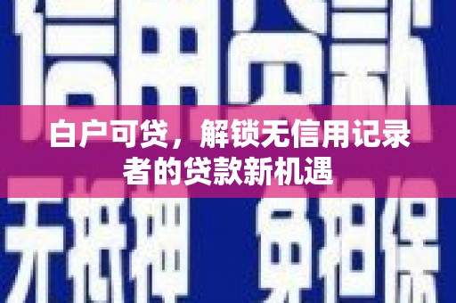 五家渠白户可贷，解锁无信用记录者的贷款新机遇