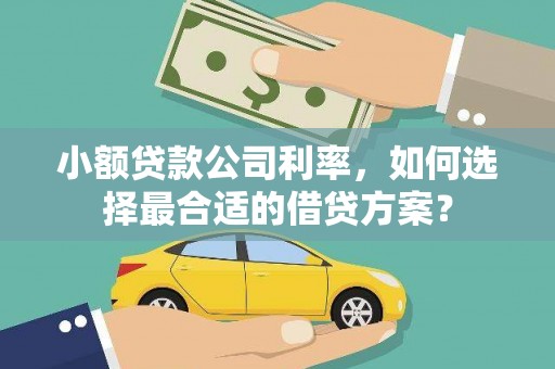 五家渠小额贷款公司利率，如何选择最合适的借贷方案？