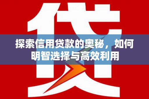 五家渠探索信用贷款的奥秘，如何明智选择与高效利用